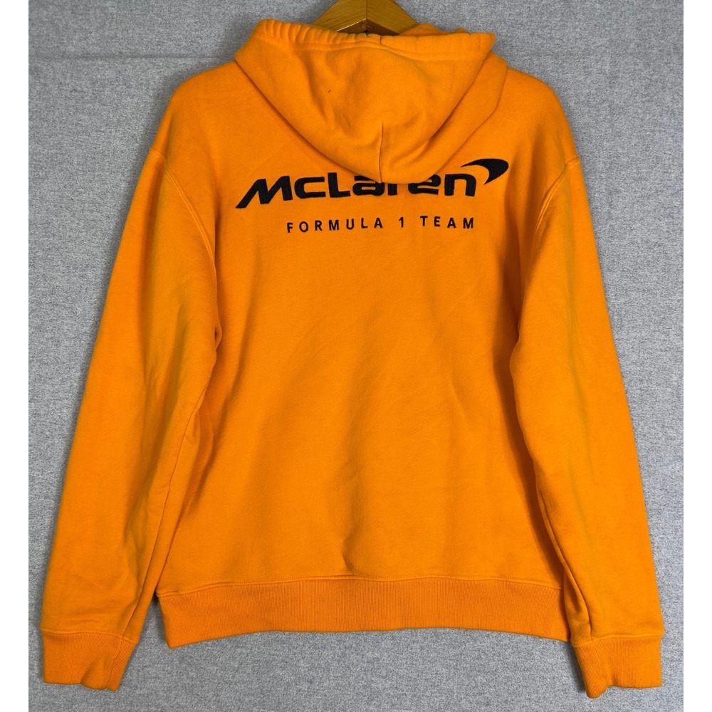 Hollister McLaren F1 Hoodie Mens Size M Orange Graphic Embroidery Sweatshirt